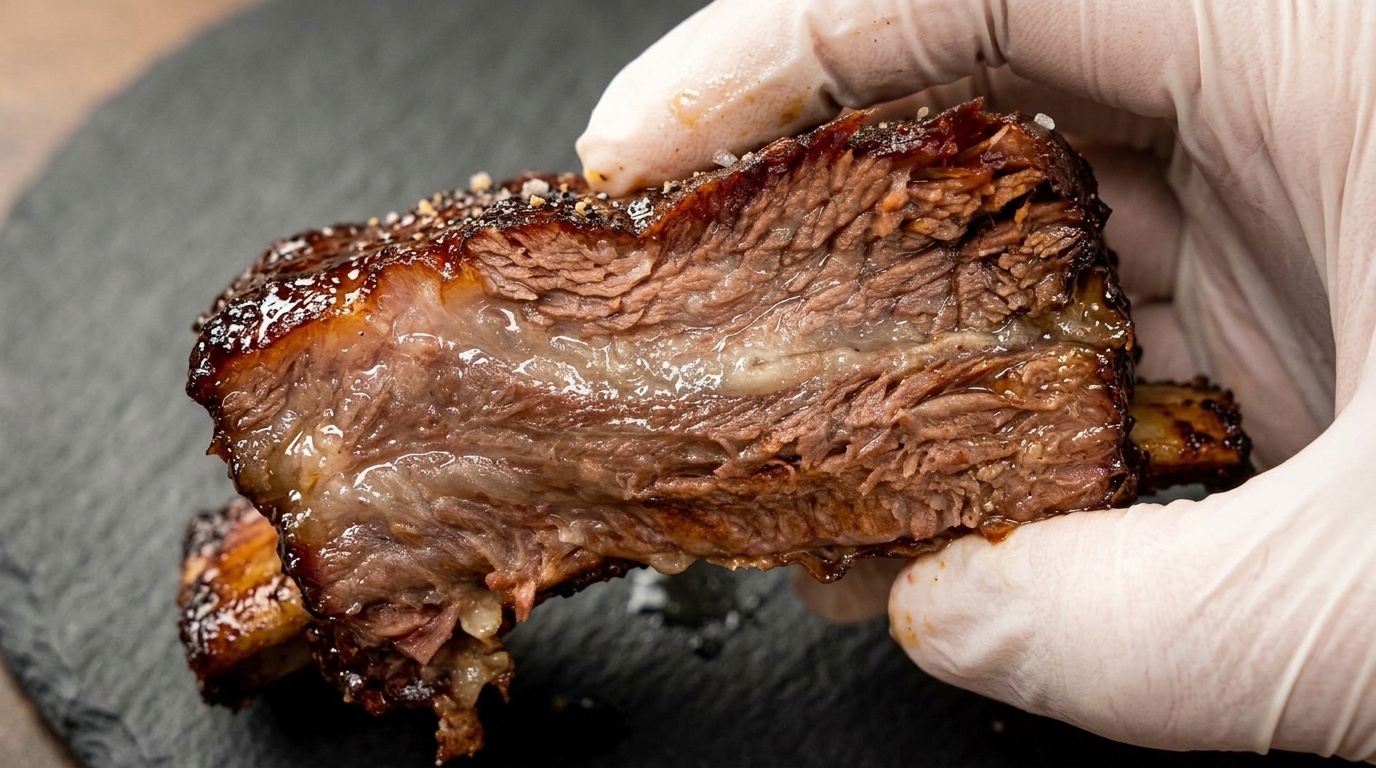 Wolno pieczone żebra wołowe w lepkiej glazurze BBQ