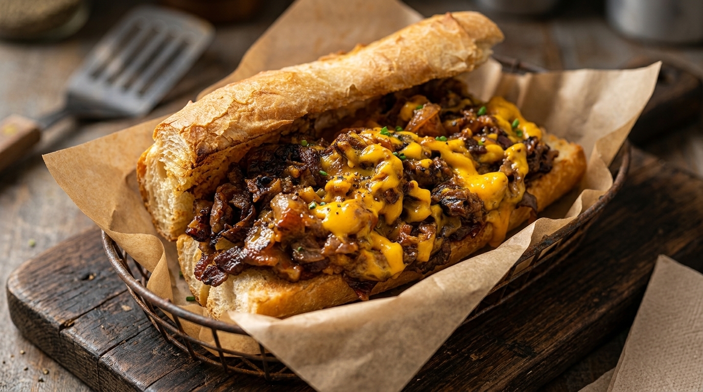 Klasyczny Philly Cheesesteak z karmelizowaną cebulą