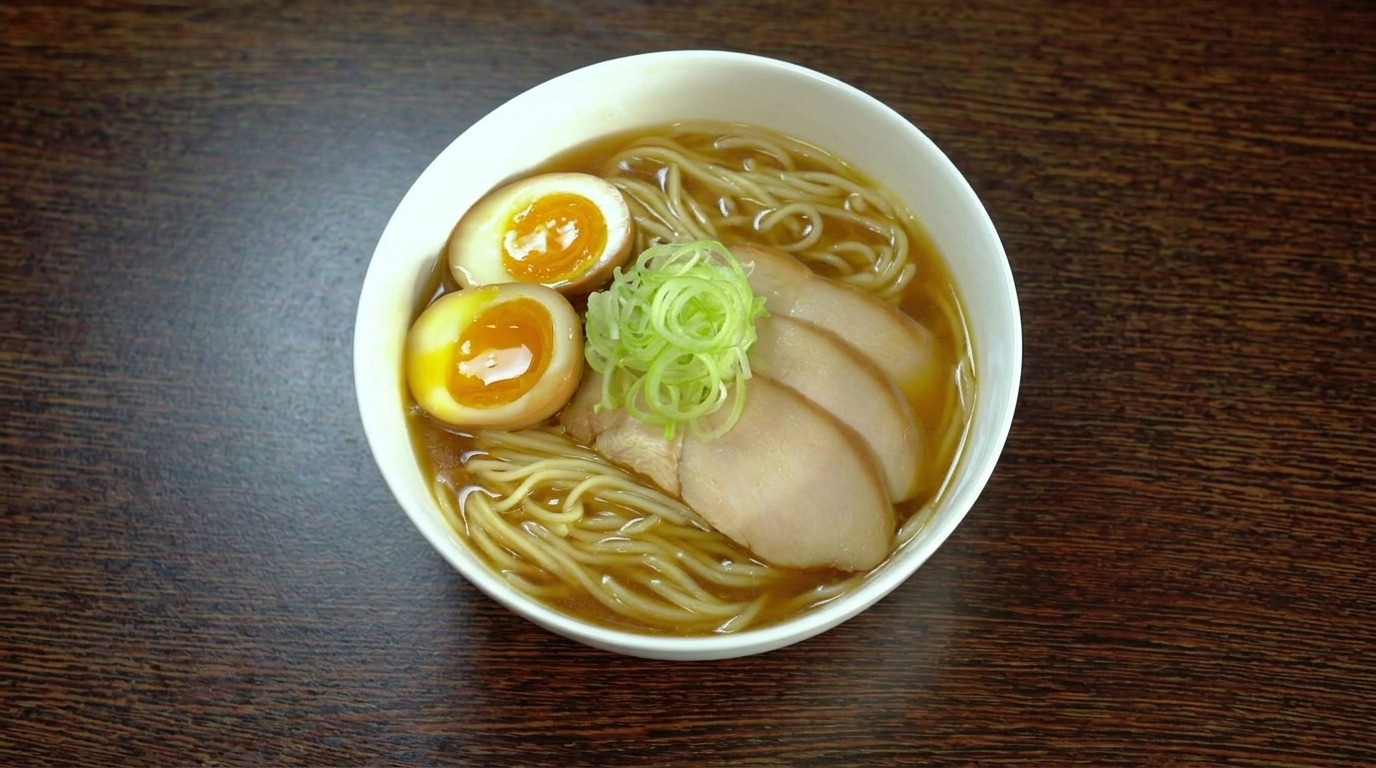Klasyczny Ramen Shoyu na Klarownym Bulionie z Kurczaka