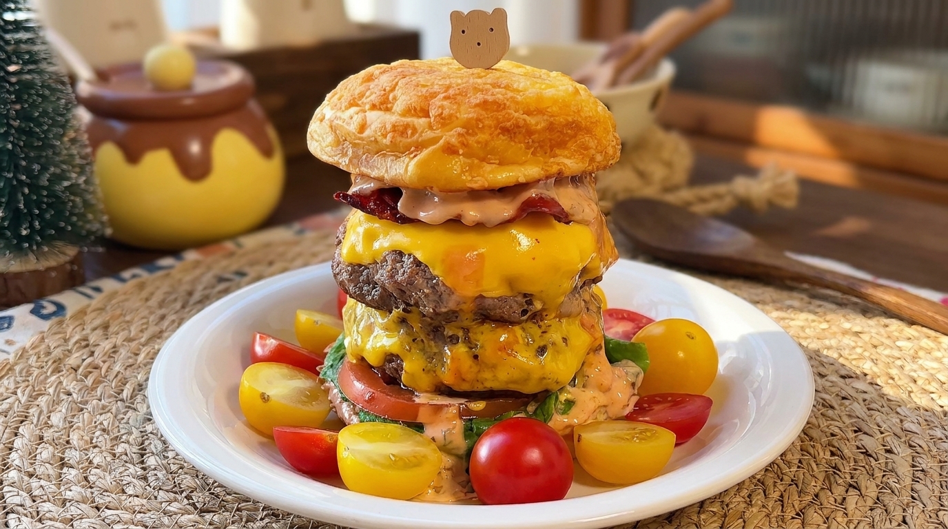 Podwójny burger wołowy z serowym sercem