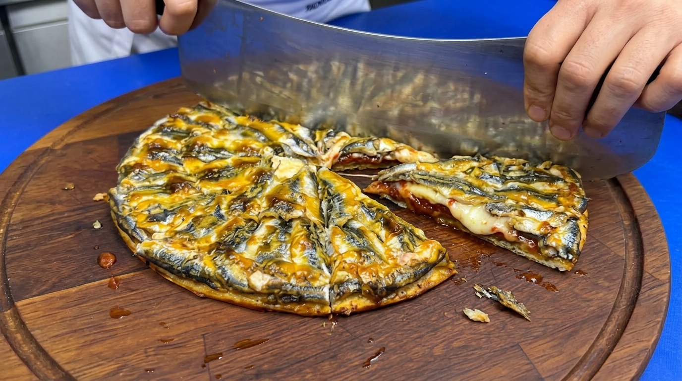 Rustykalna pizza ze świeżymi sardelami