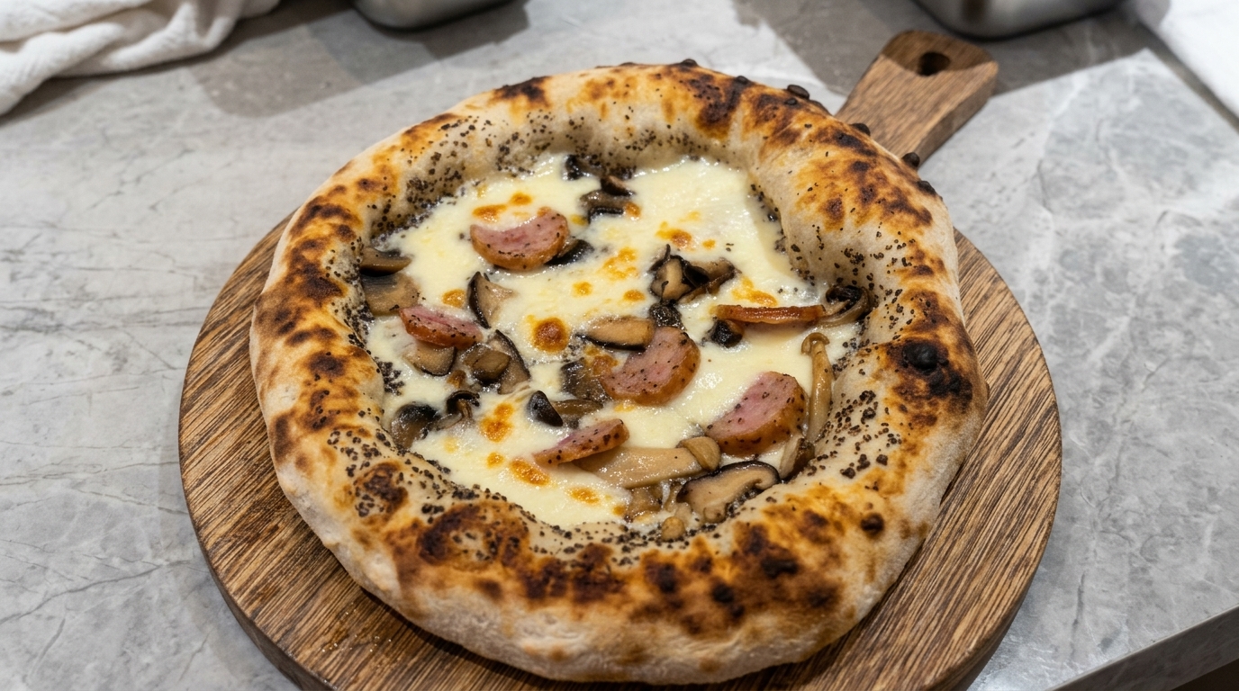 Rzemieślnicza Pizza z Truflami, Grzybami i Kiełbasą