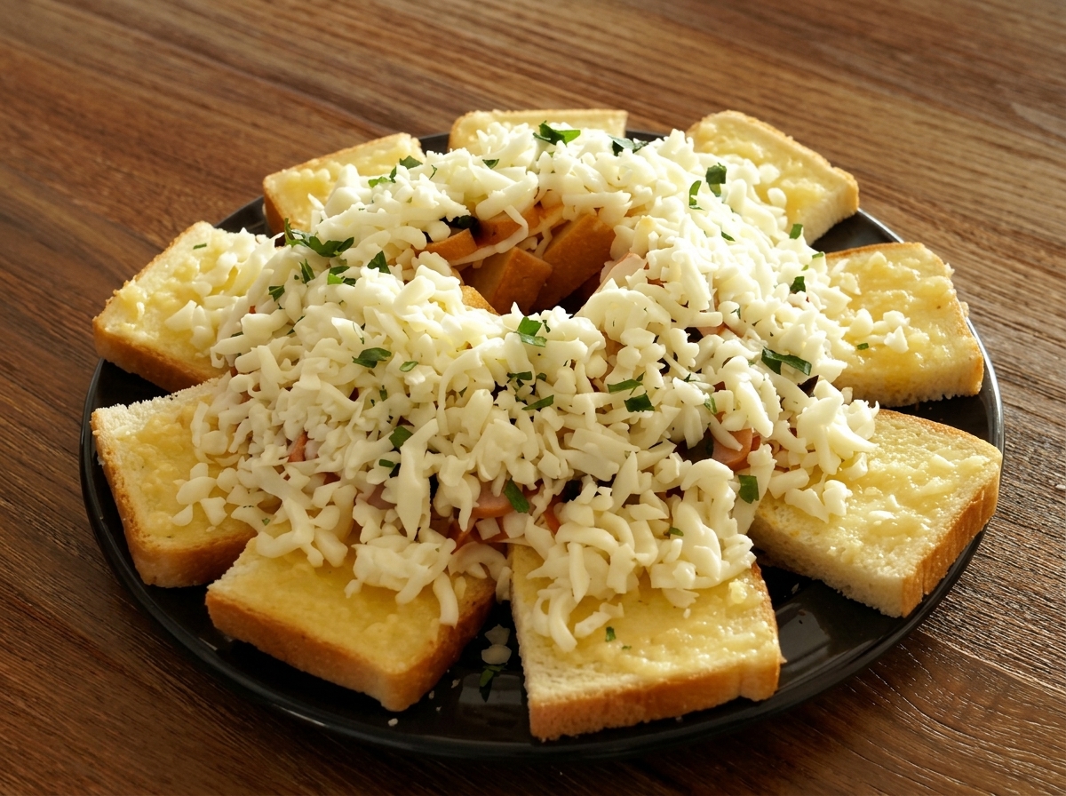 Świeża pietruszka posypana na białej górze sera mozzarella.