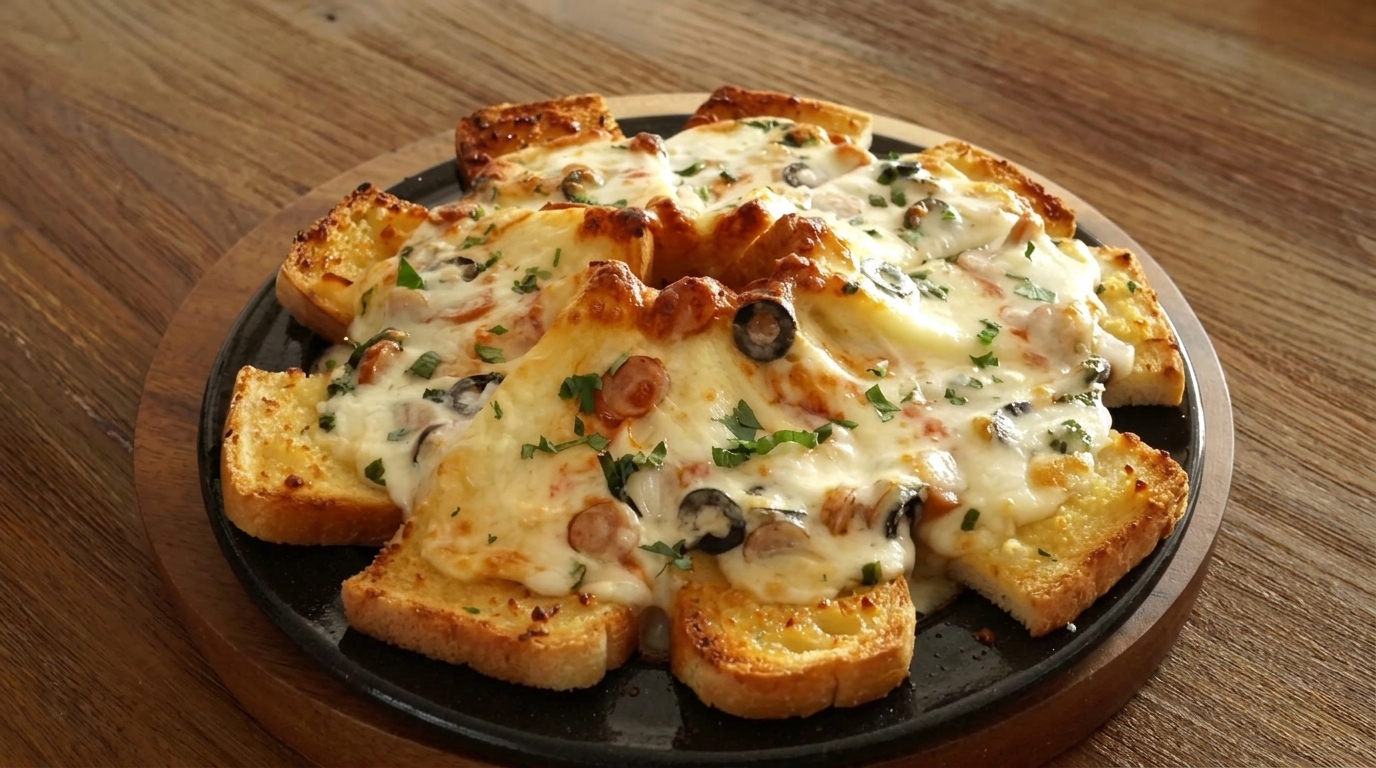 Rwana pizza z chleba czosnkowego