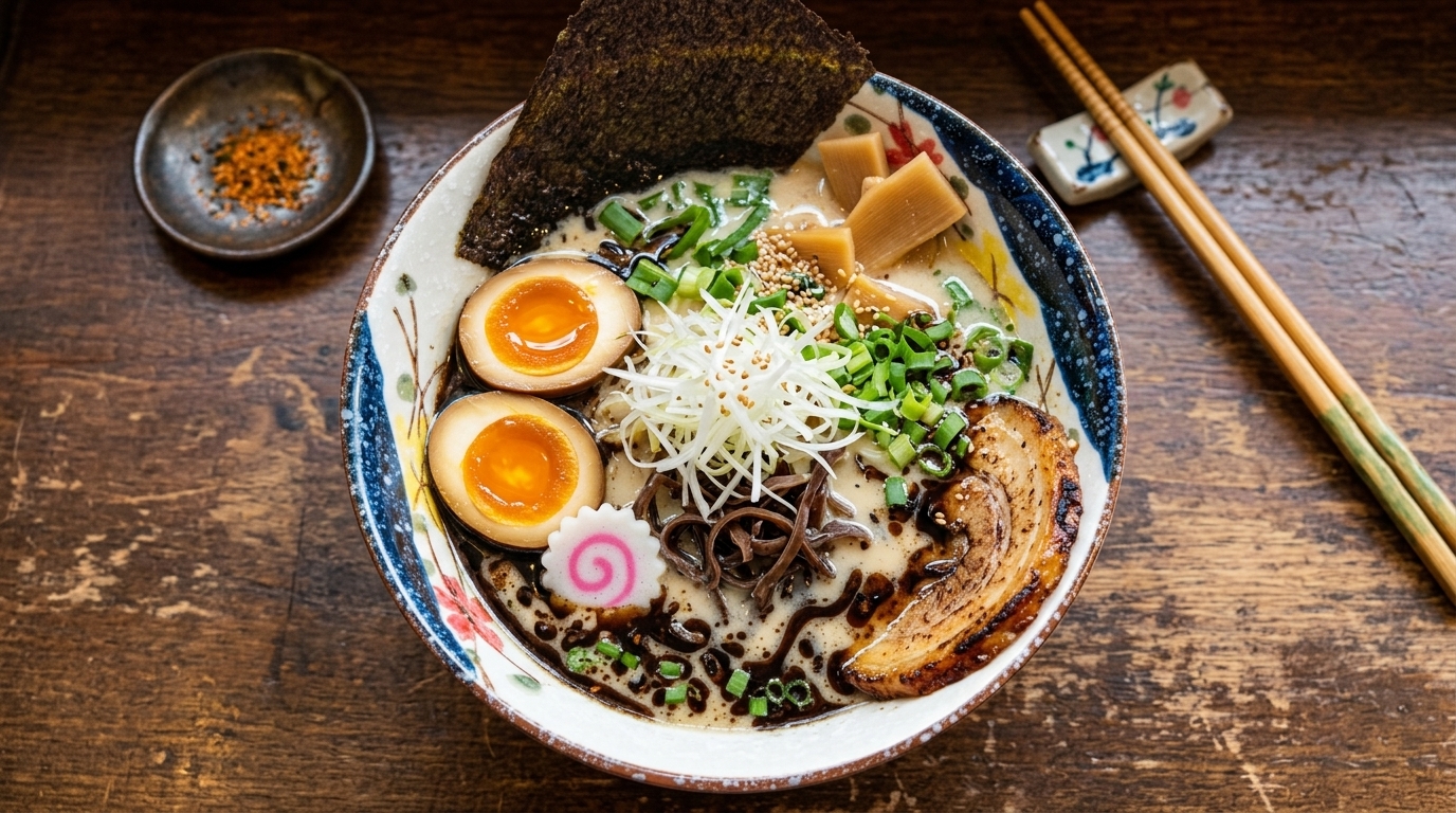 Ramen Tonkotsu z Olejem z Czarnego Czosnku (Mayu Ramen)