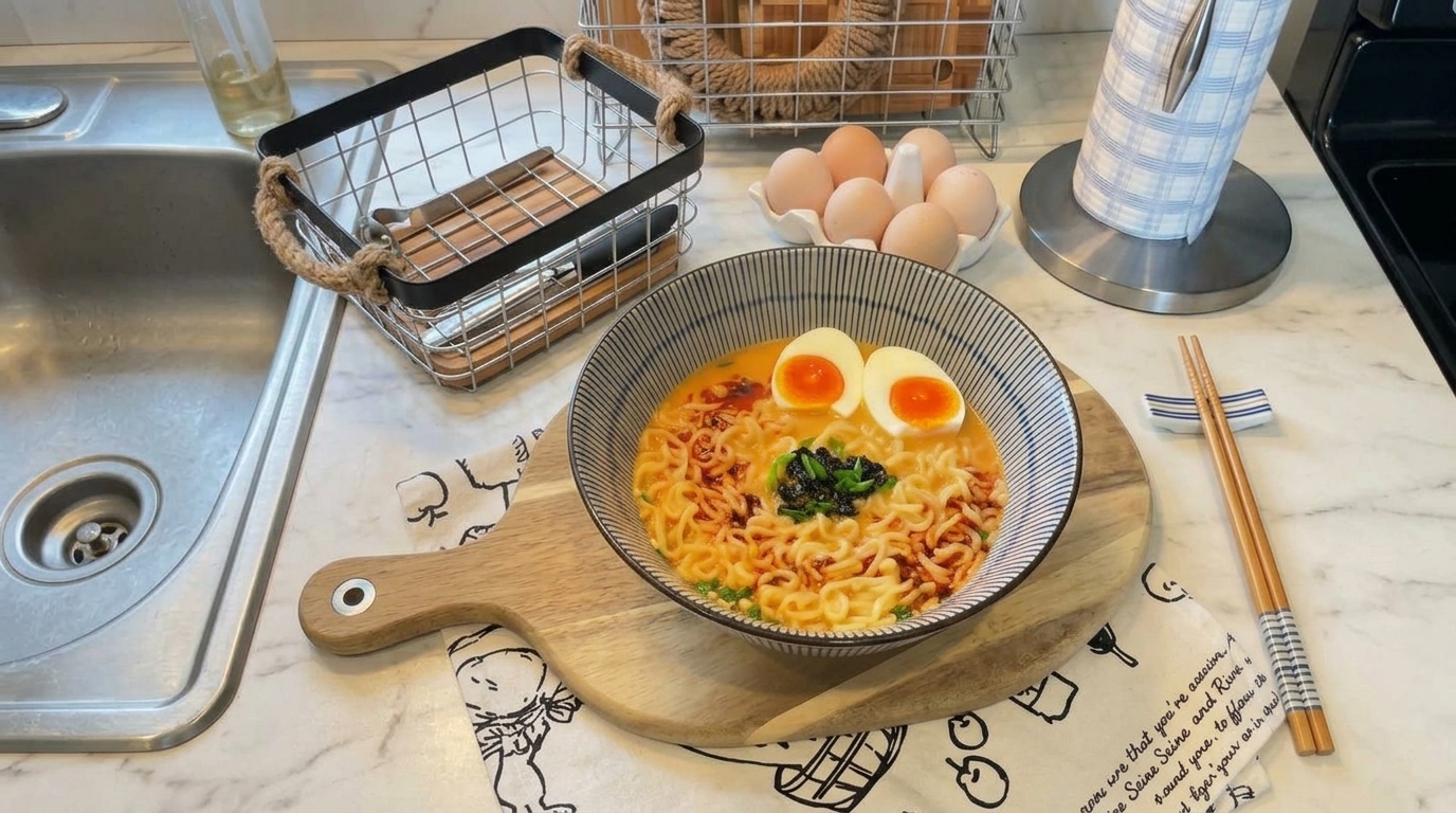 10-minutowy kremowy ramen instant w stylu tonkotsu