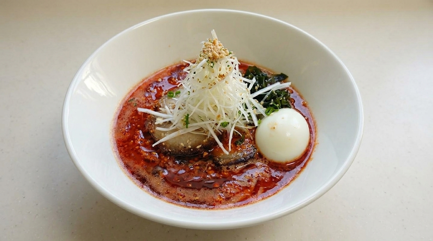 Pikantny Ramen Tonkotsu w Stylu Wulkanicznym
