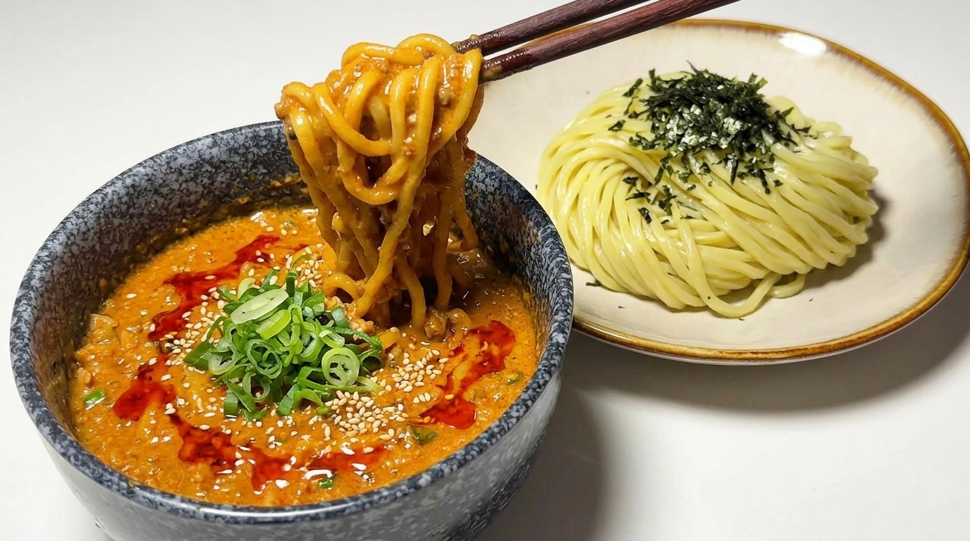 Kremowe Tsukemen z Miso i Mlekiem Sojowym (Japoński Makaron z Sosem)