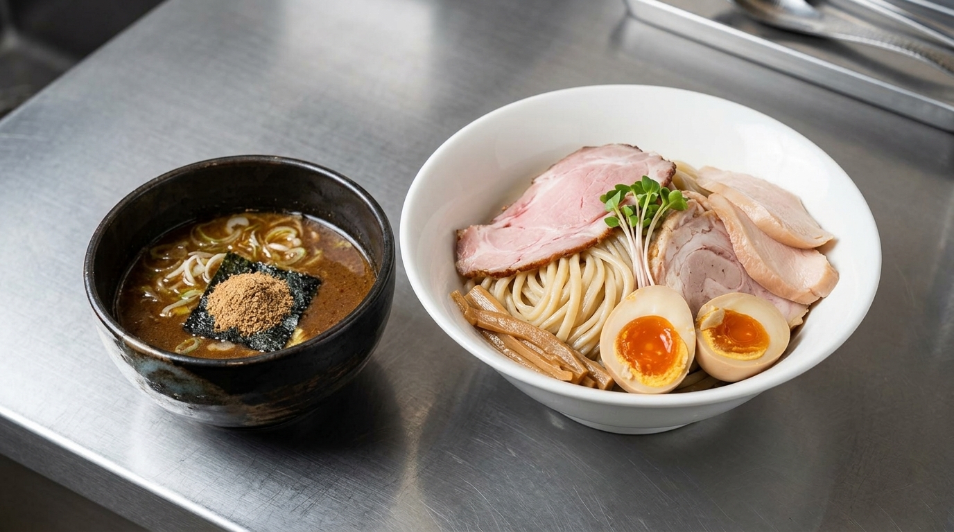 Bogaty Gyokai Tsukemen (Ramen Maczany z Owocami Morza i Wieprzowiną)