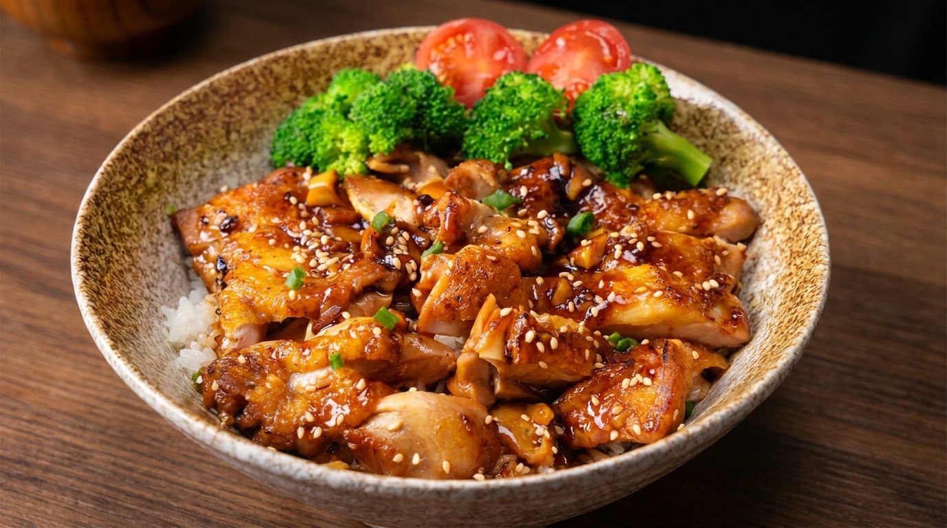Klasyczna japońska miska kurczaka teriyaki (Teriyaki Donburi)