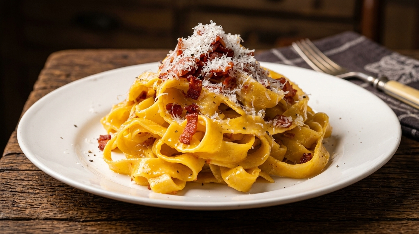 Kremowe Tagliatelle Carbonara z Boczkiem