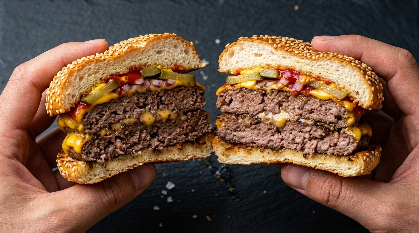 Klasyczny domowy Double Cheese Beef Burger