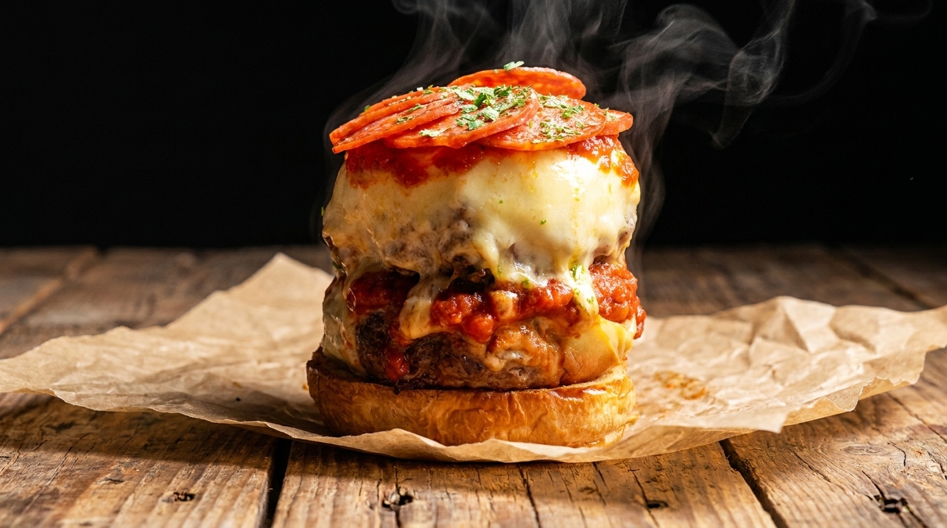 Pizza Burger: Najlepszy Domowy Burger z Podwójnym Mięsem