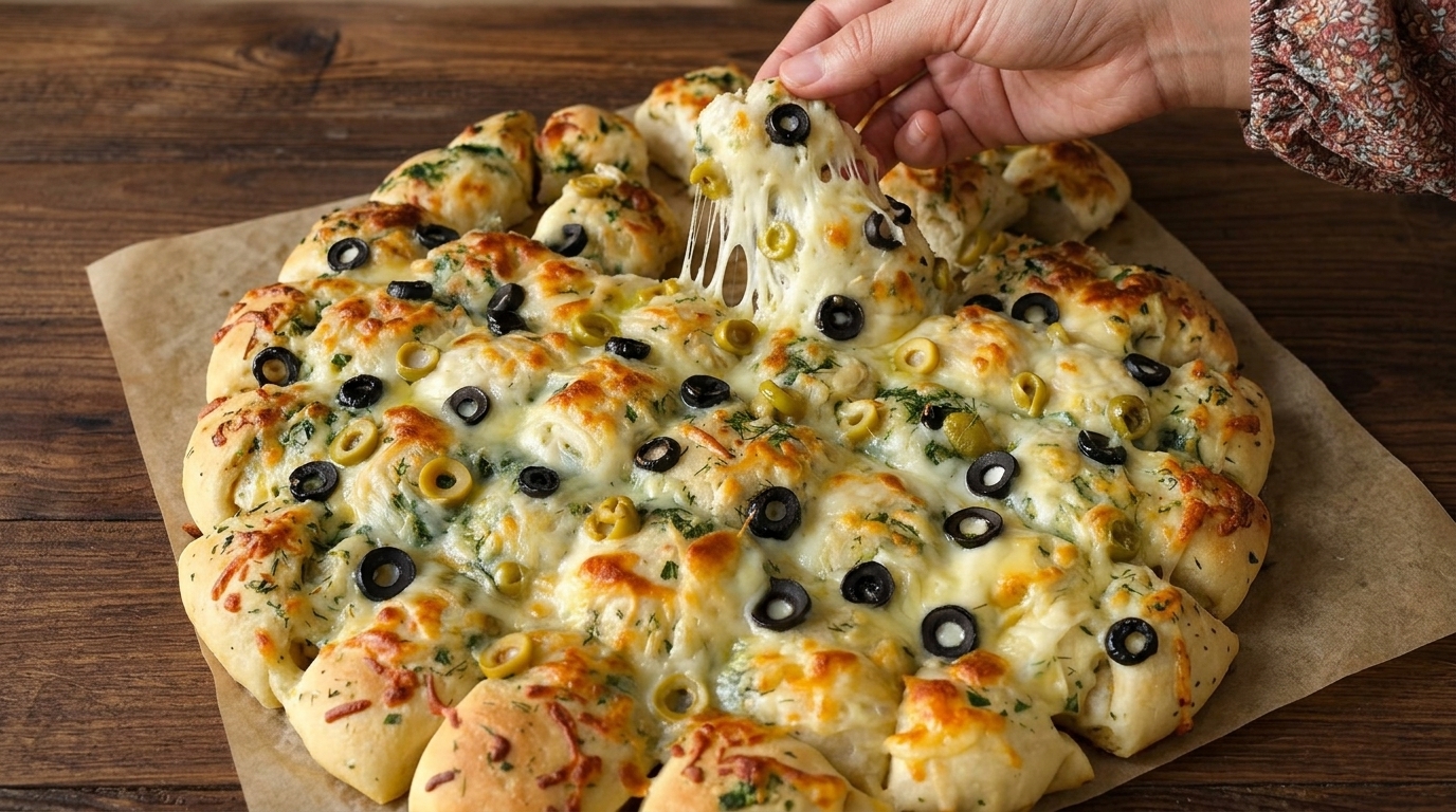 Domowa rwana pizza czosnkowa z serem