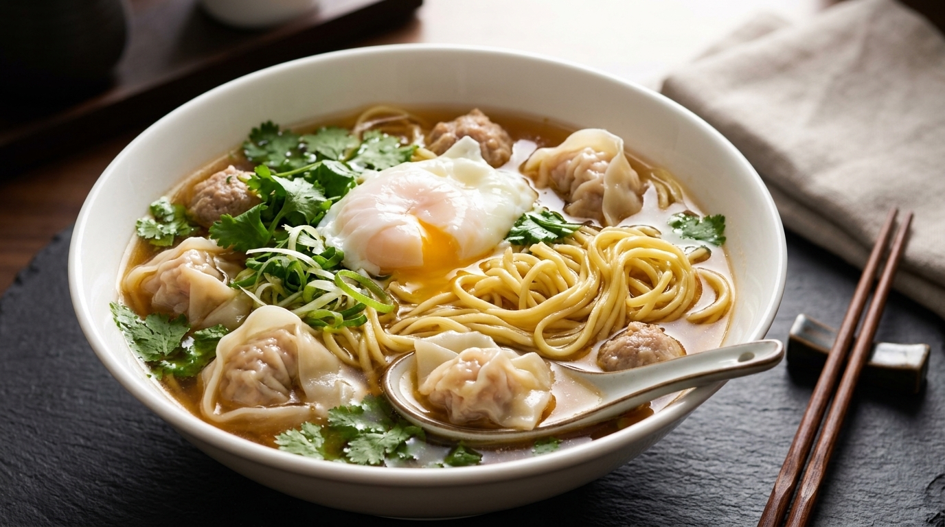 Szybka zupa wonton z makaronem instant