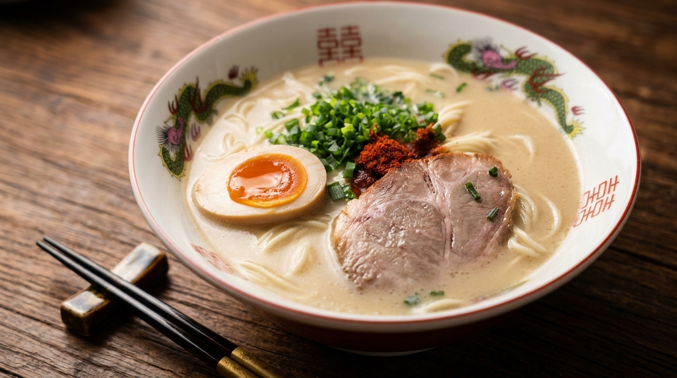 Autentyczny Ramen Tonkotsu w Stylu Ichiran (Esencjonalny Bulion Wieprzowy)