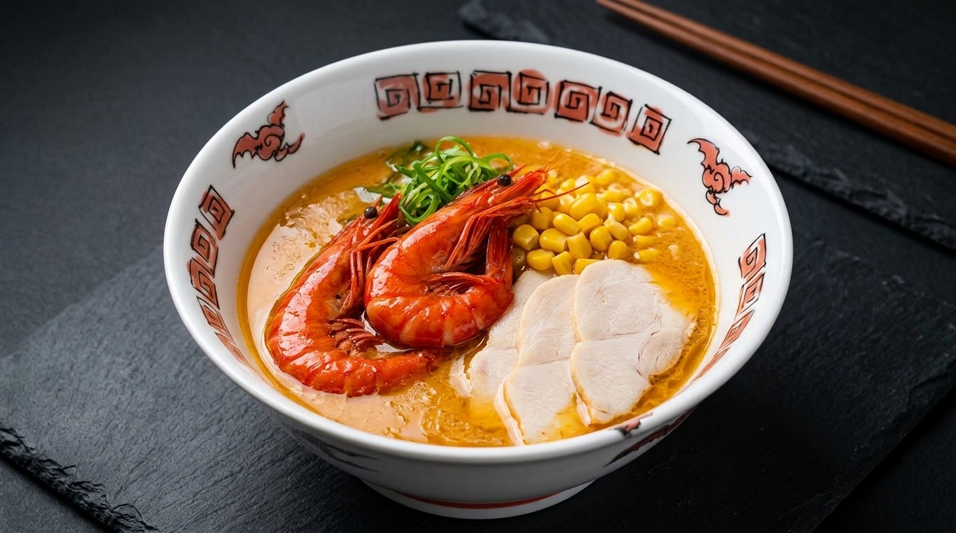 Bogaty Złocisty Ramen Krewetkowy (Ebi Tonkotsu)