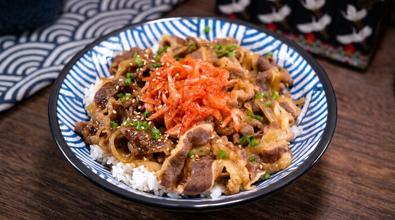 Miska z wołowiną Kimchi BBQ (Japońskie Yakiniku-don)