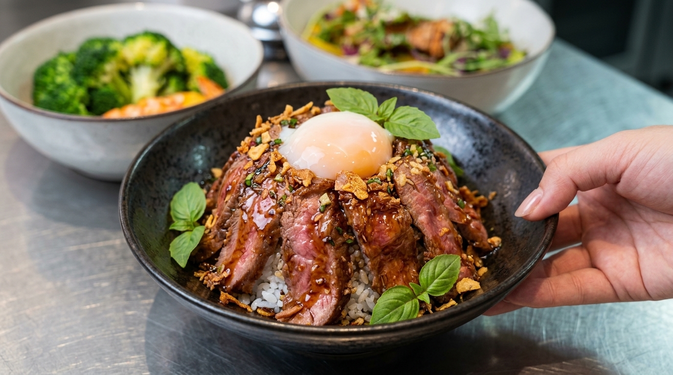 Japońskie Volcano Beef Donburi (Gyu-don)