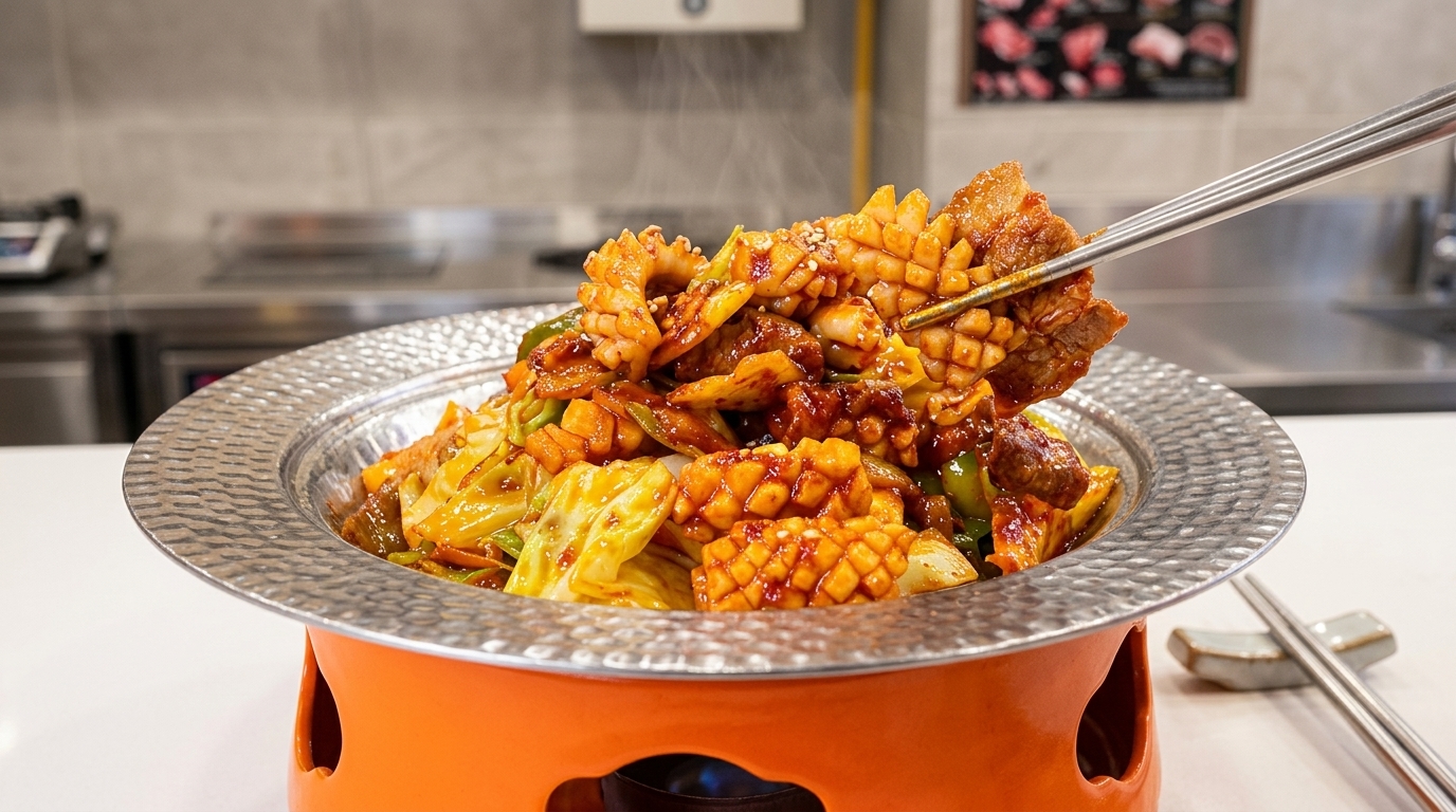 Pikantne kalmary z boczkiem po koreańsku (Osam-Bulgogi)