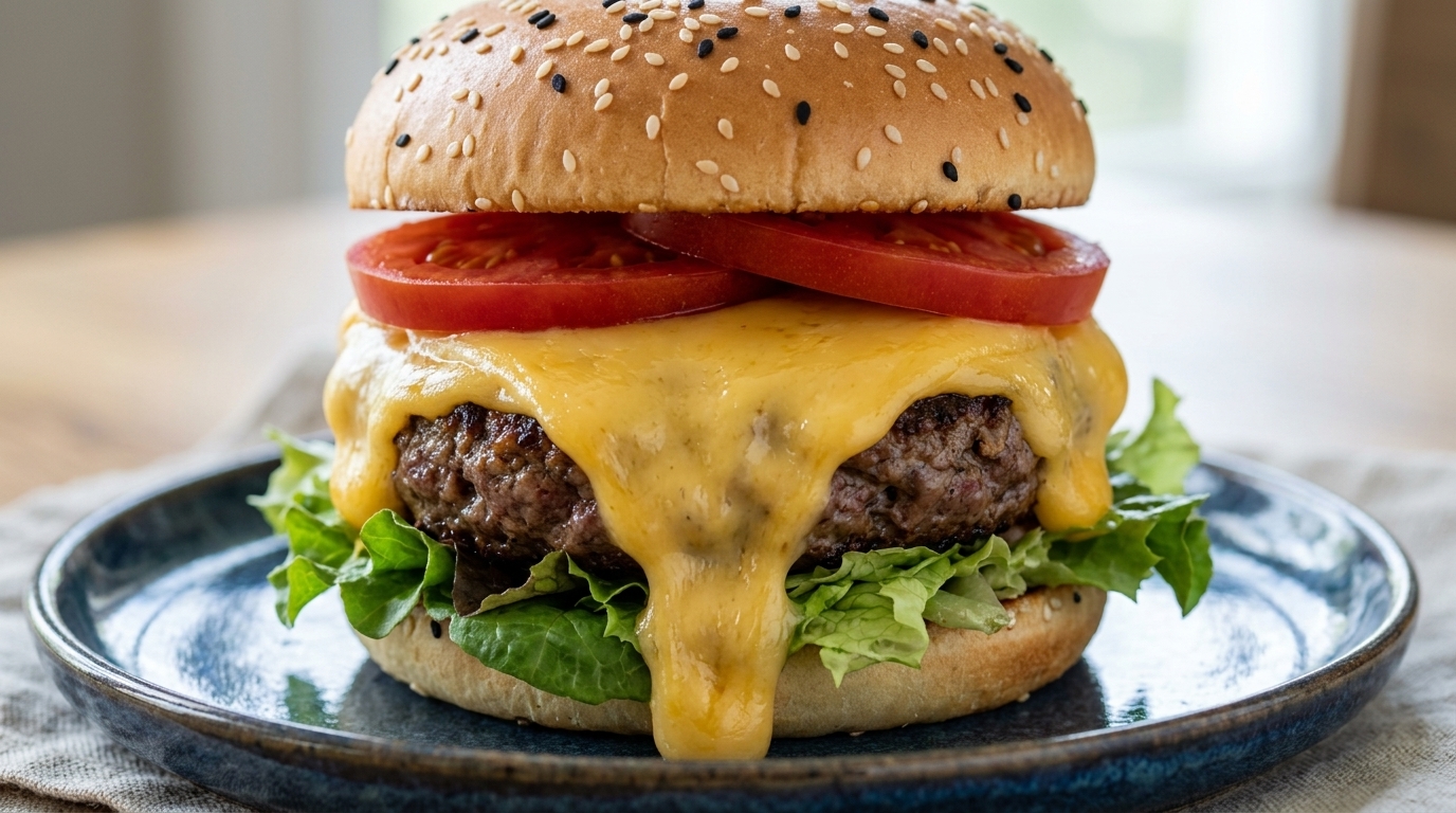 Klasyczny domowy cheeseburger wołowy