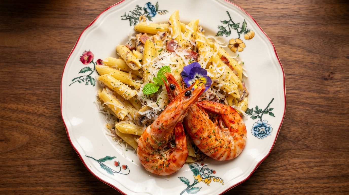 Carbonara z Czarną Truflą i Bekonem