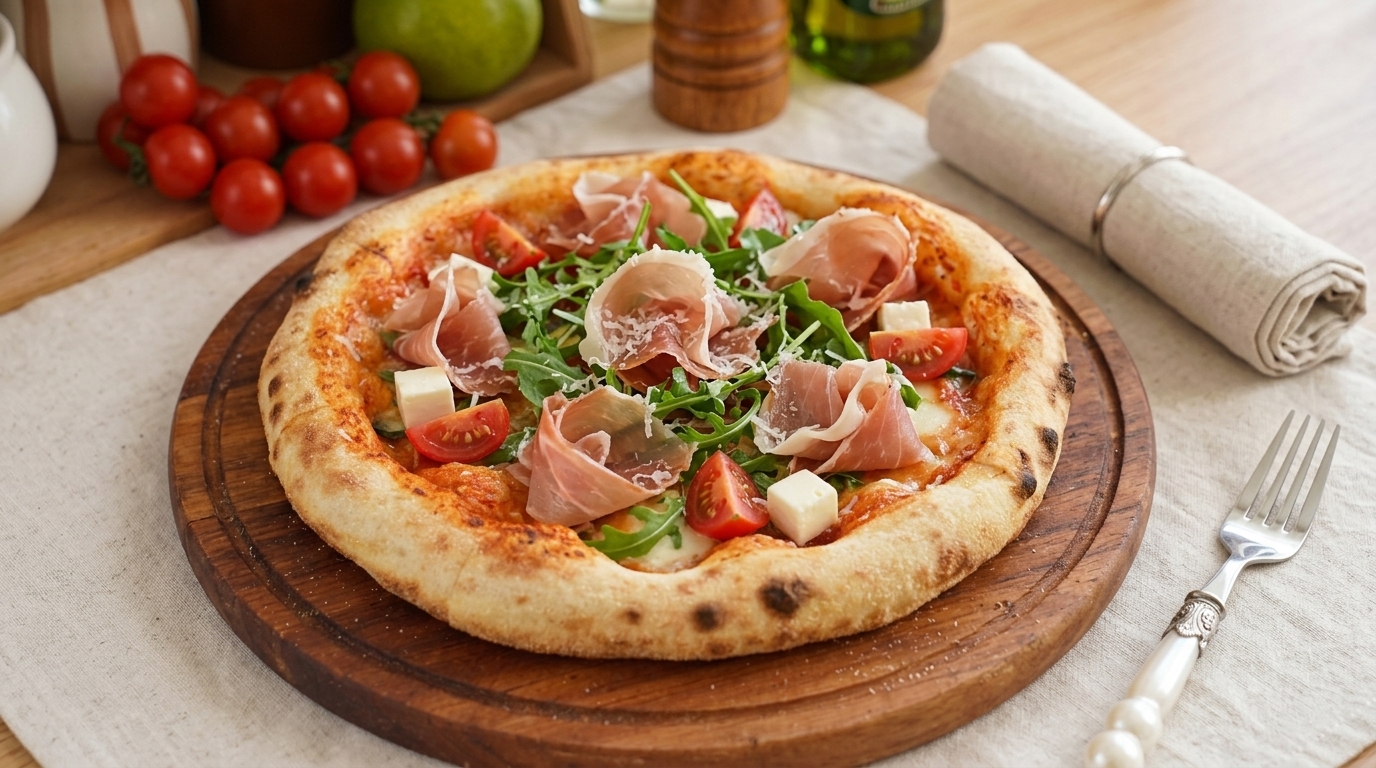 Wykwintna pizza z szynką parmeńską i rukolą