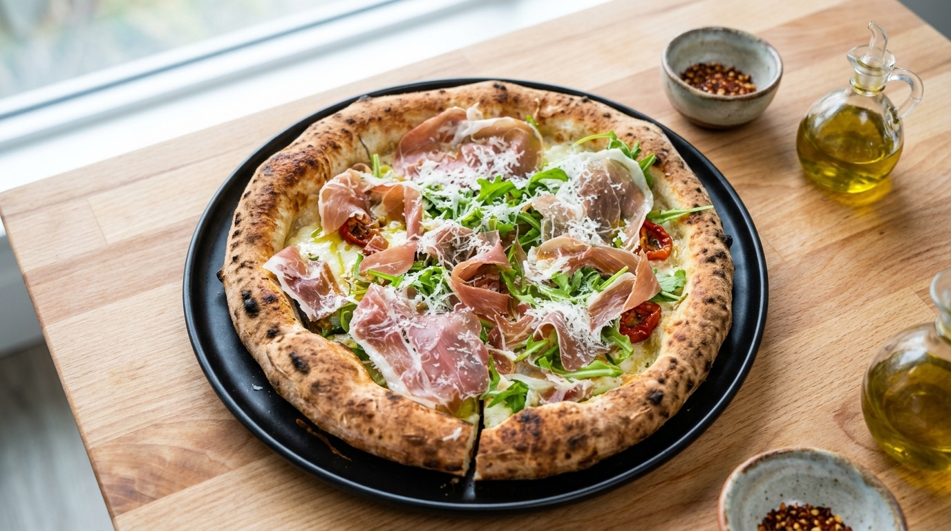 Pizza z prosciutto i rukolą