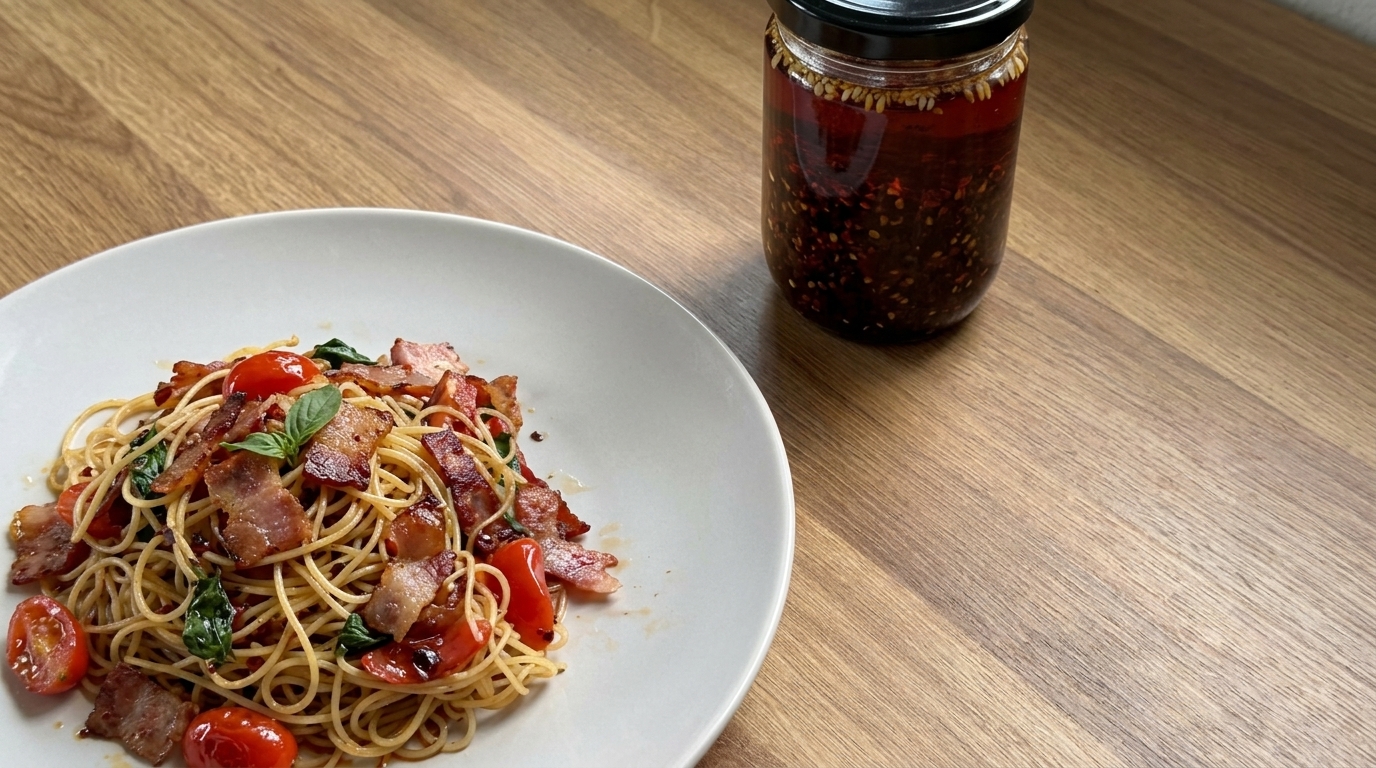 Pikantne spaghetti z boczkiem po azjatycku