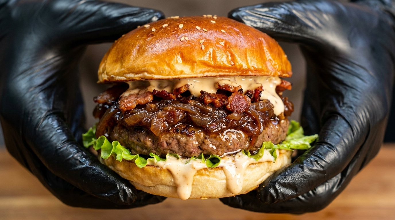Dodatek do burgerów z wędzonym boczkiem i karmelizowaną cebulą
