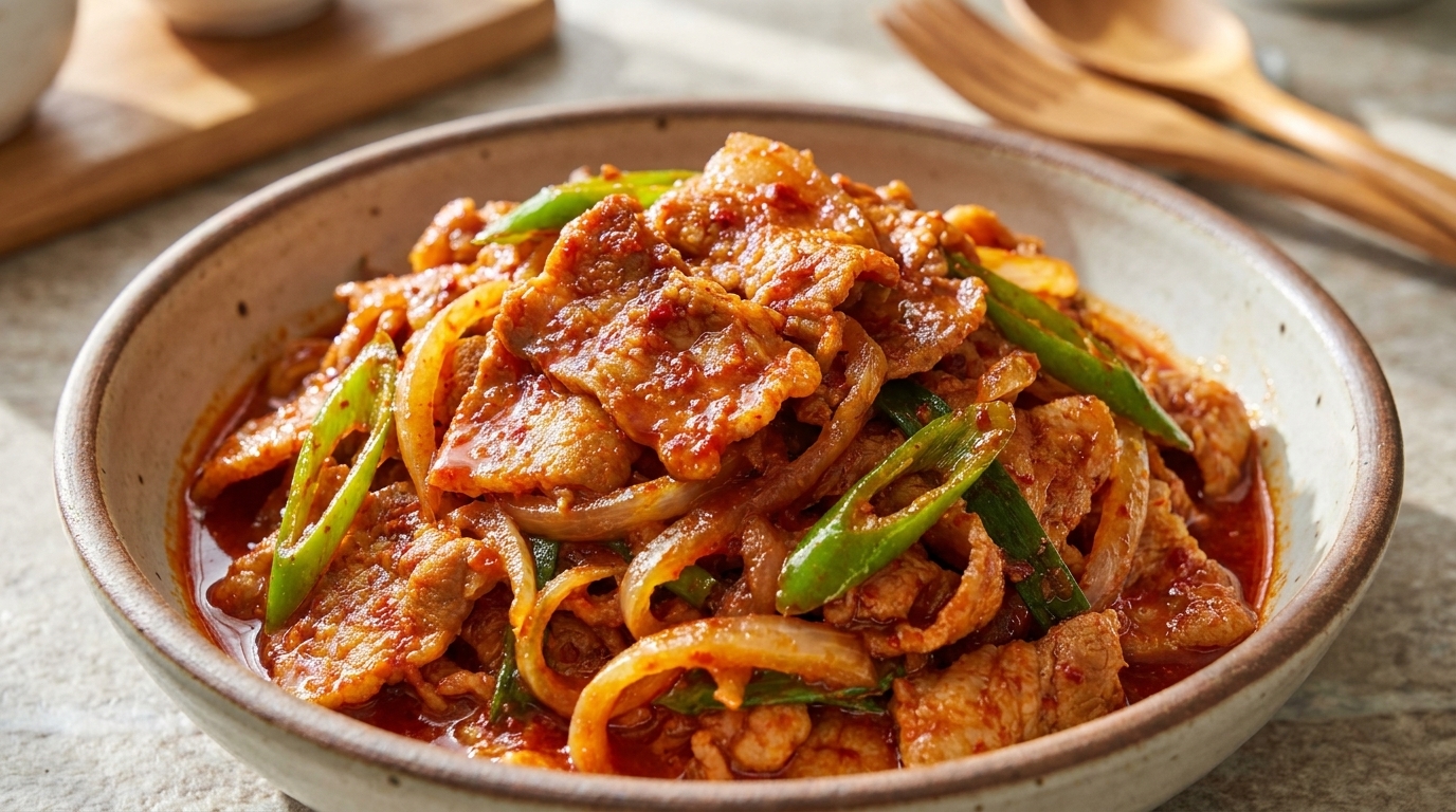 Pikantny smażony boczek po koreańsku (Jeyuk Bokkeum)