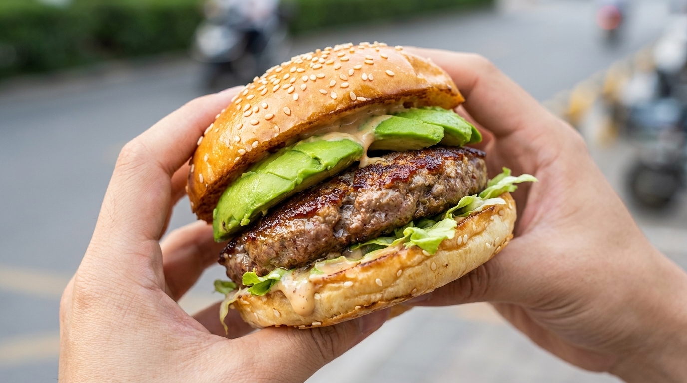 Gourmet burger z awokado i wołowiną