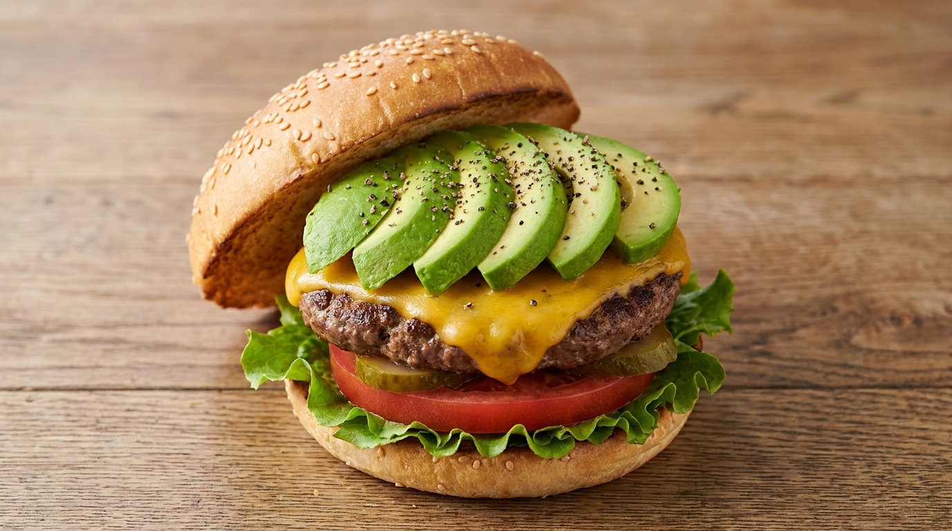 Klasyczny domowy cheeseburger z awokado