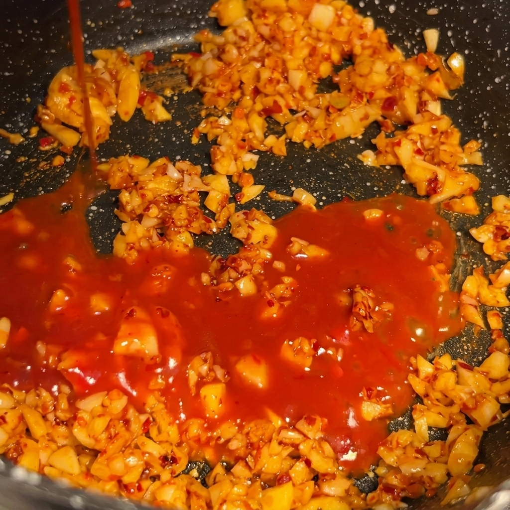 Pasta chili dodawana do czosnku.
