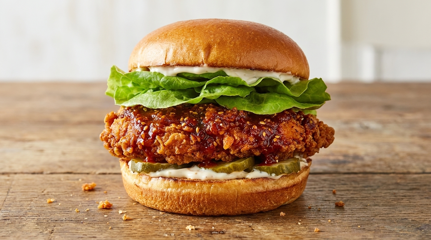 Chrupiący koreański burger z kurczakiem