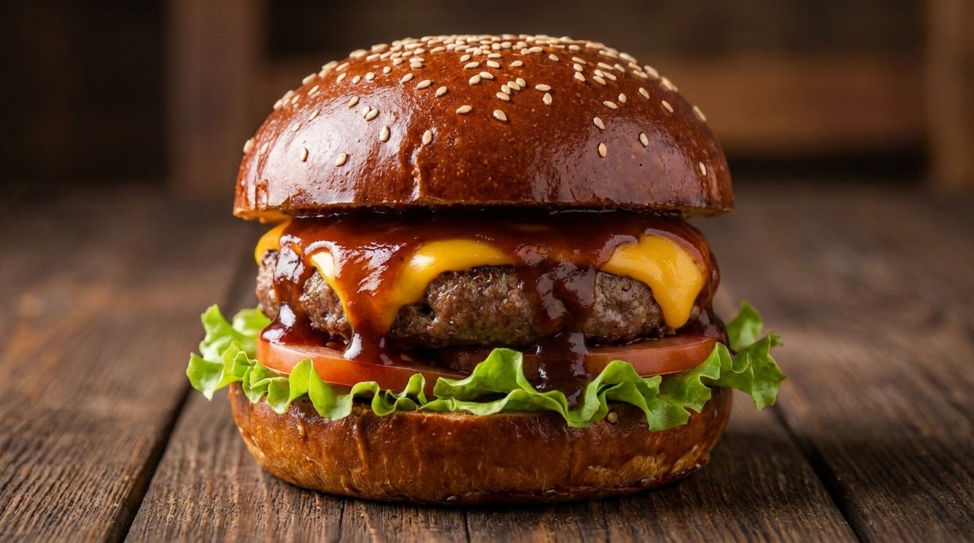 Klasyczny amerykański burger BBQ z domowym sosem