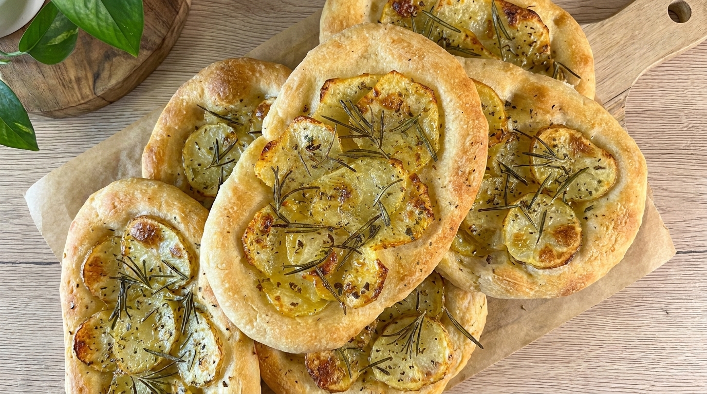 Złocista, domowa focaccia z ziemniakami i aromatycznym rozmarynem.
