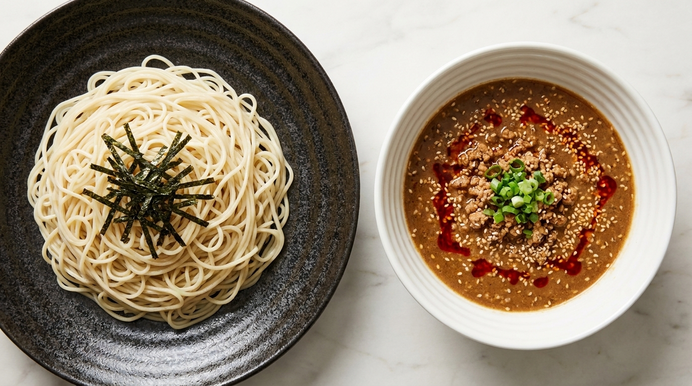 Makaron Dan Dan w stylu Tsukemen z sojowym miso