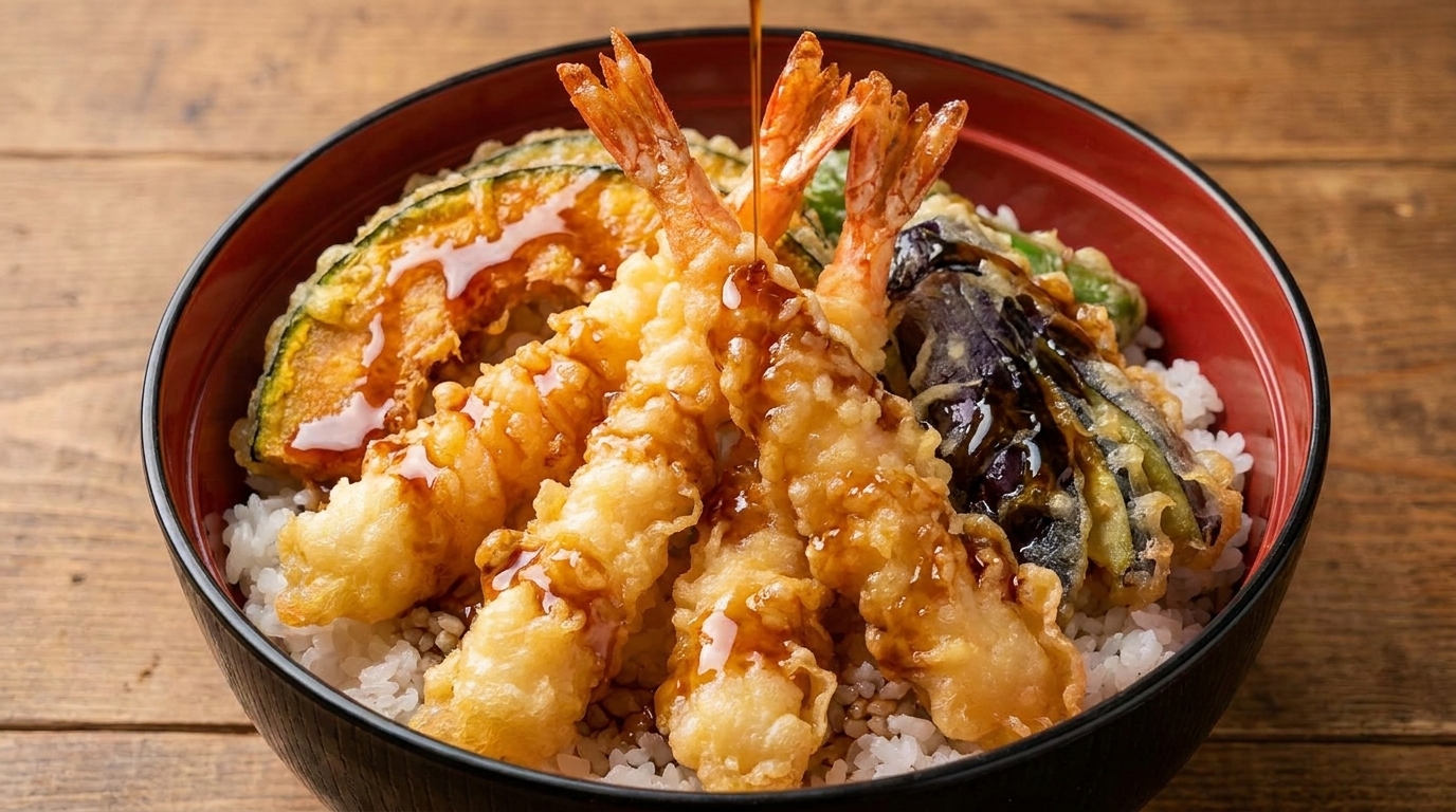 Japońskie Tempura Don (Tempura Rice Bowl)