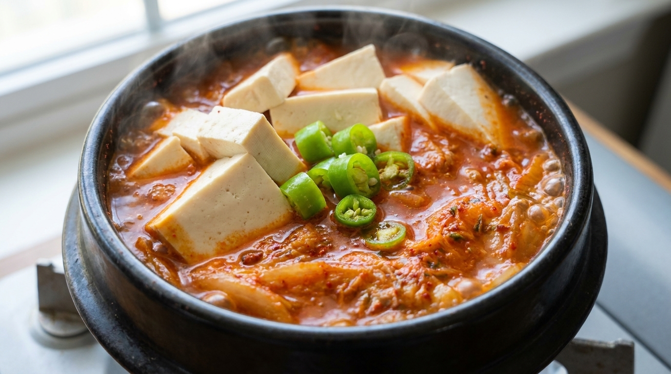 Rozgrzewający gulasz kimchi z tuńczykiem (Chamchi Kimchi-jjigae)