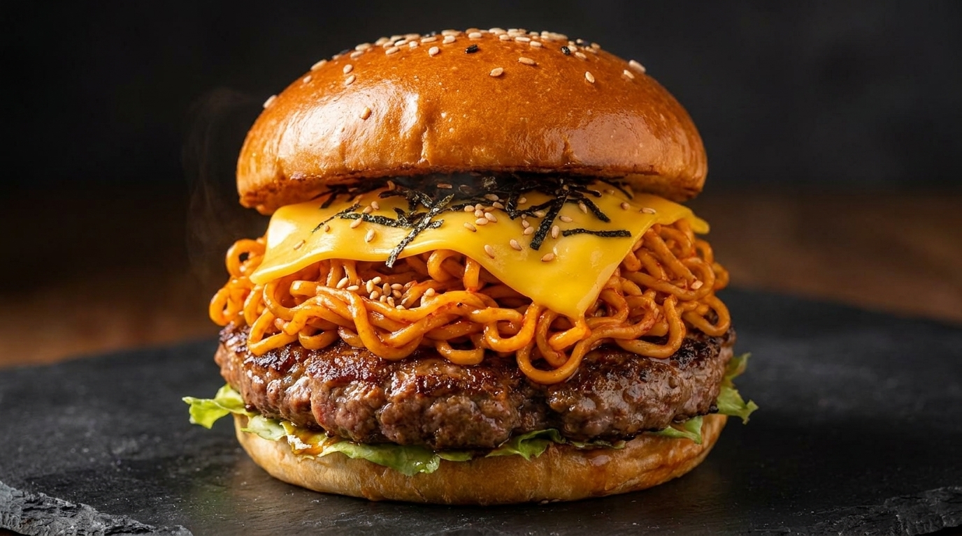 Pikantny Smash Burger z Ramen Buldak
