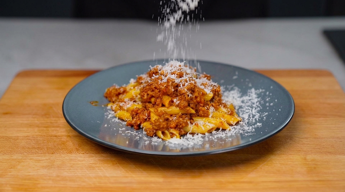 Tradycyjne ragù alla bolognese z makaronem penne