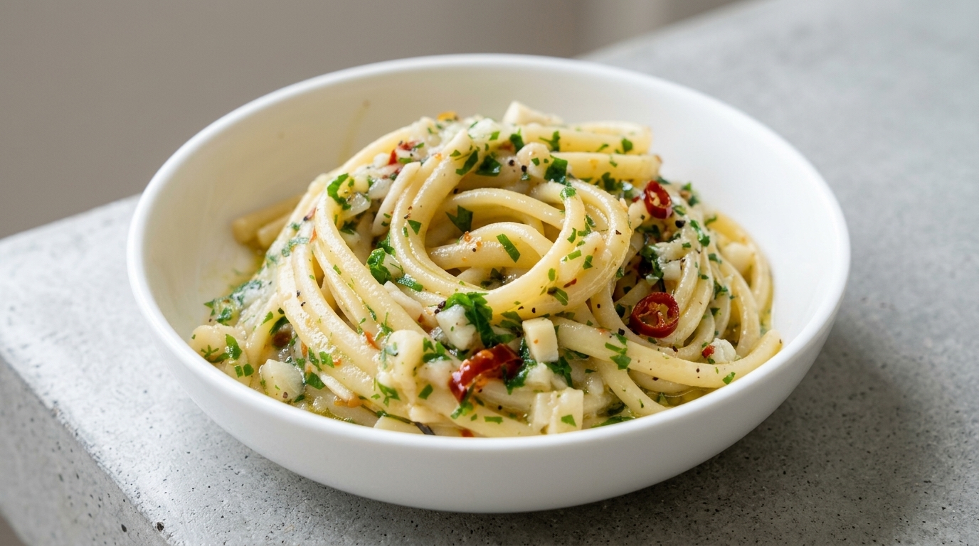 Klasyczne Spaghetti Aglio e Olio (Makaron z czosnkiem i oliwą)