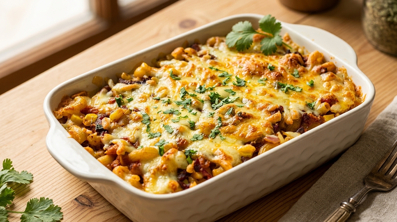 Zapieczony makaron z serem i aromatyczną wołowiną z frytkownicy beztłuszczowej (Air Fryer)