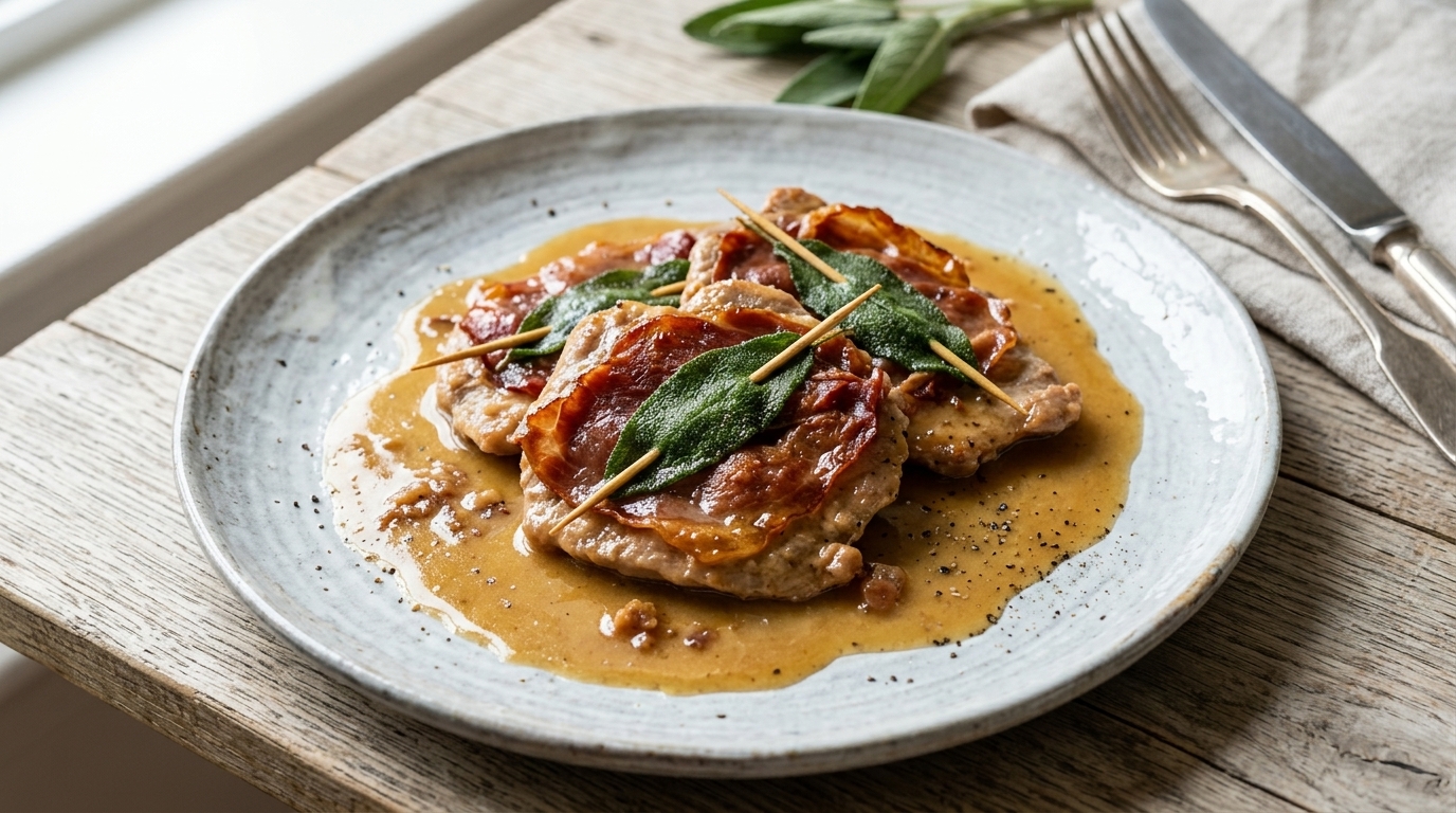 Tradycyjna Saltimbocca alla Romana (Cielęcina po Rzymsku)