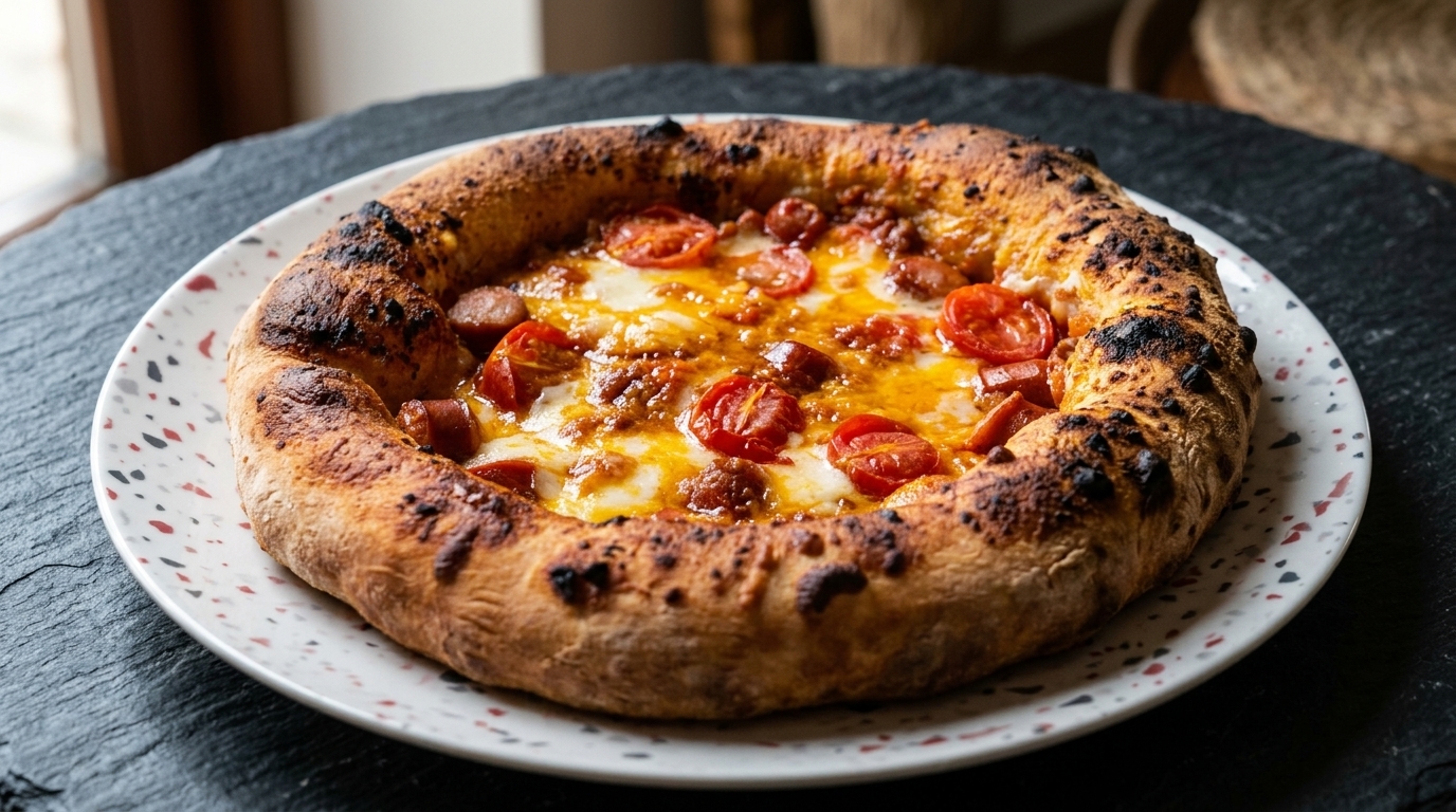 Oryginalna włoska pizza 100% biga z sosem mięsnym