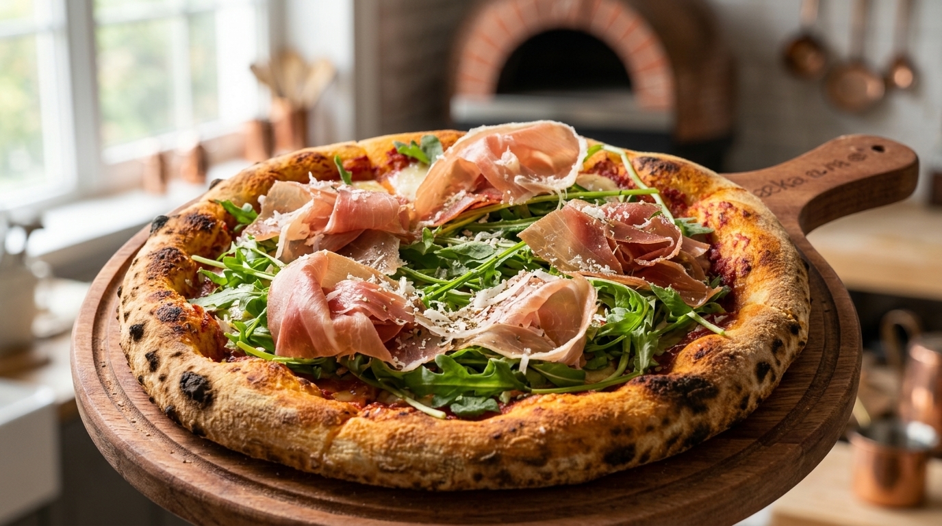 Oryginalna pizza z szynką parmeńską i rukolą (Pizza Prosciutto e Rucola)
