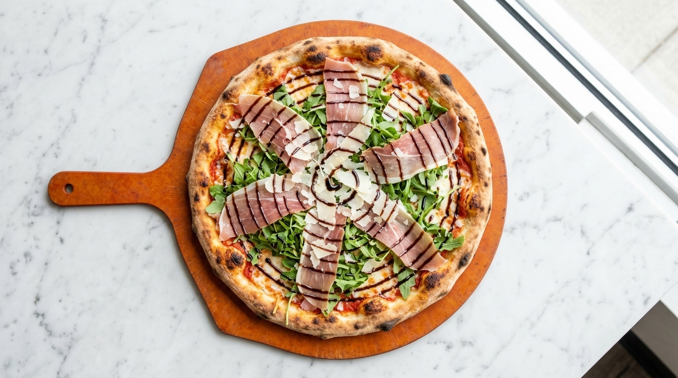 Wykwintna pizza z rukolą i szynką parmeńską (Prosciutto e Rucola)