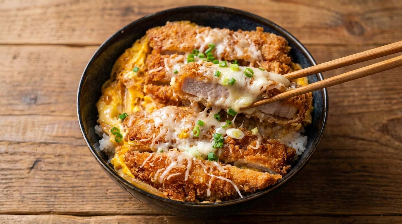 Katsudon z Serem: Japoński Schabowy z Ryżem i Jajkiem