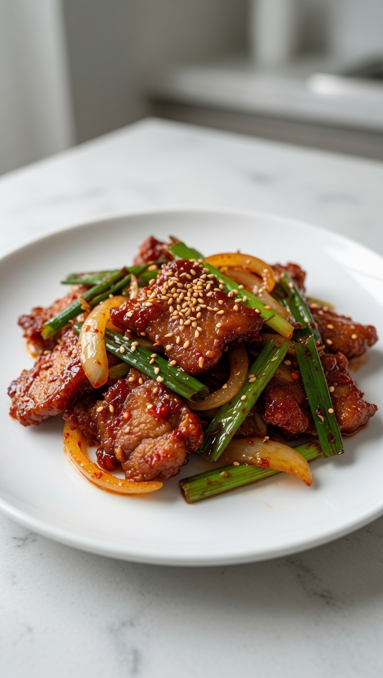 Koreańska pikantna wieprzowina stir-fry (Jeyuk Bokkeum)